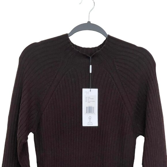 Thakoon Mock Neck Ribbed Lambswool Sweater Dress NWT Chocolate Brown - Picture 4 of 7
